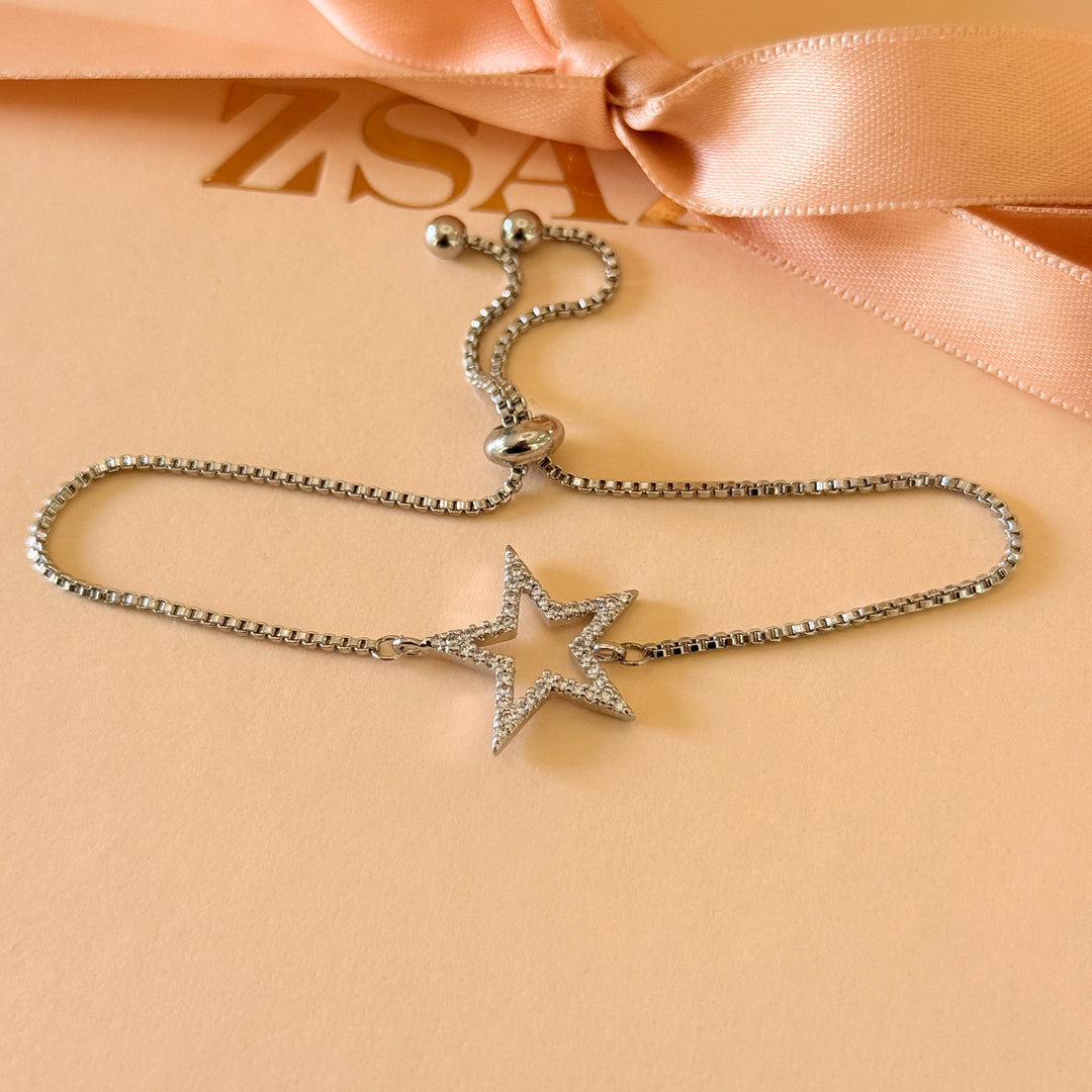 Star in the middle zircone silver bracelet