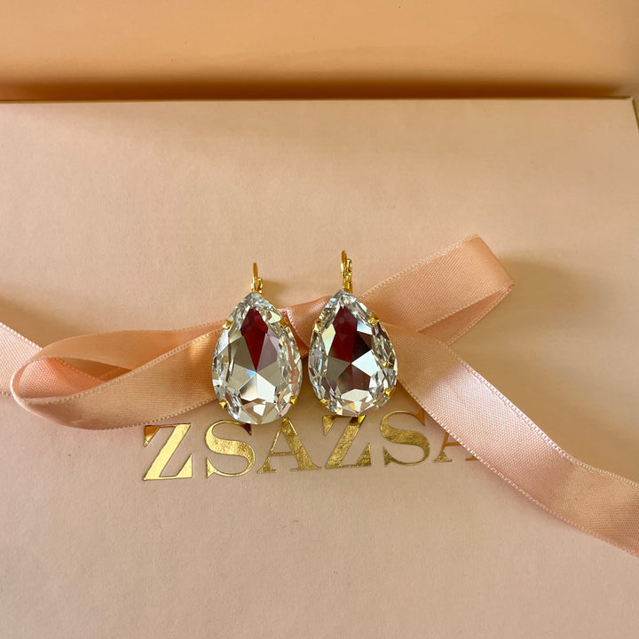 Preciosa crystals teardrop gold plated hooks