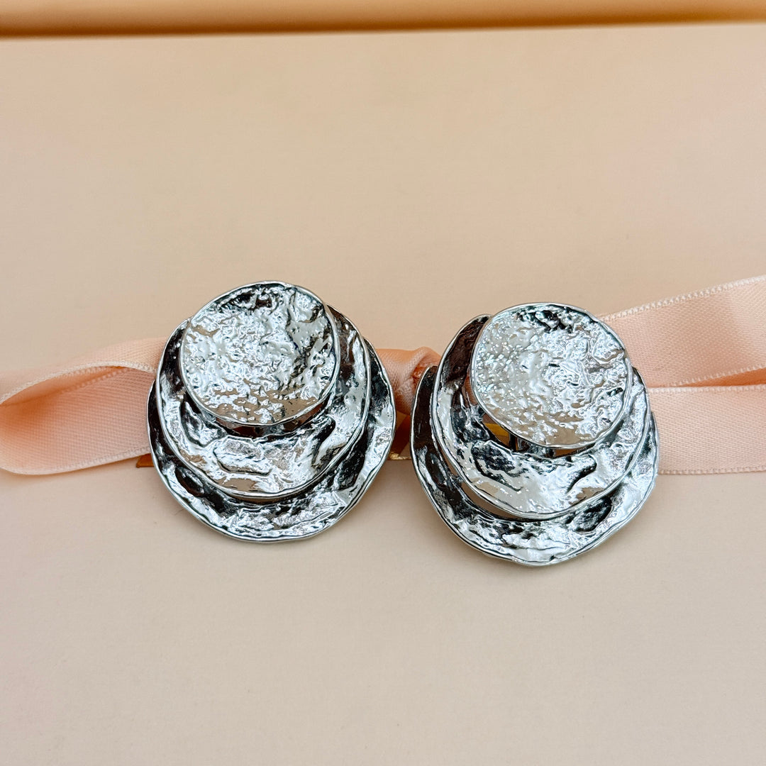 Plain chunky silver clip on earrings