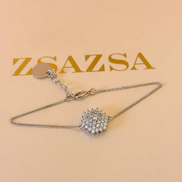 Flower Zircone silver pendant and bracelet