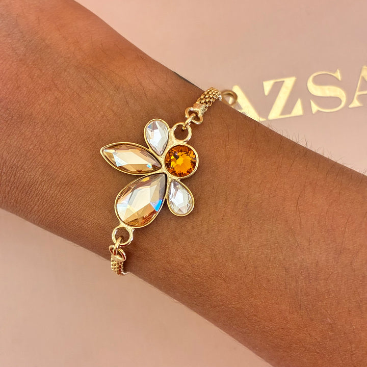 Marquise bronze Swarovski crystals bracelet