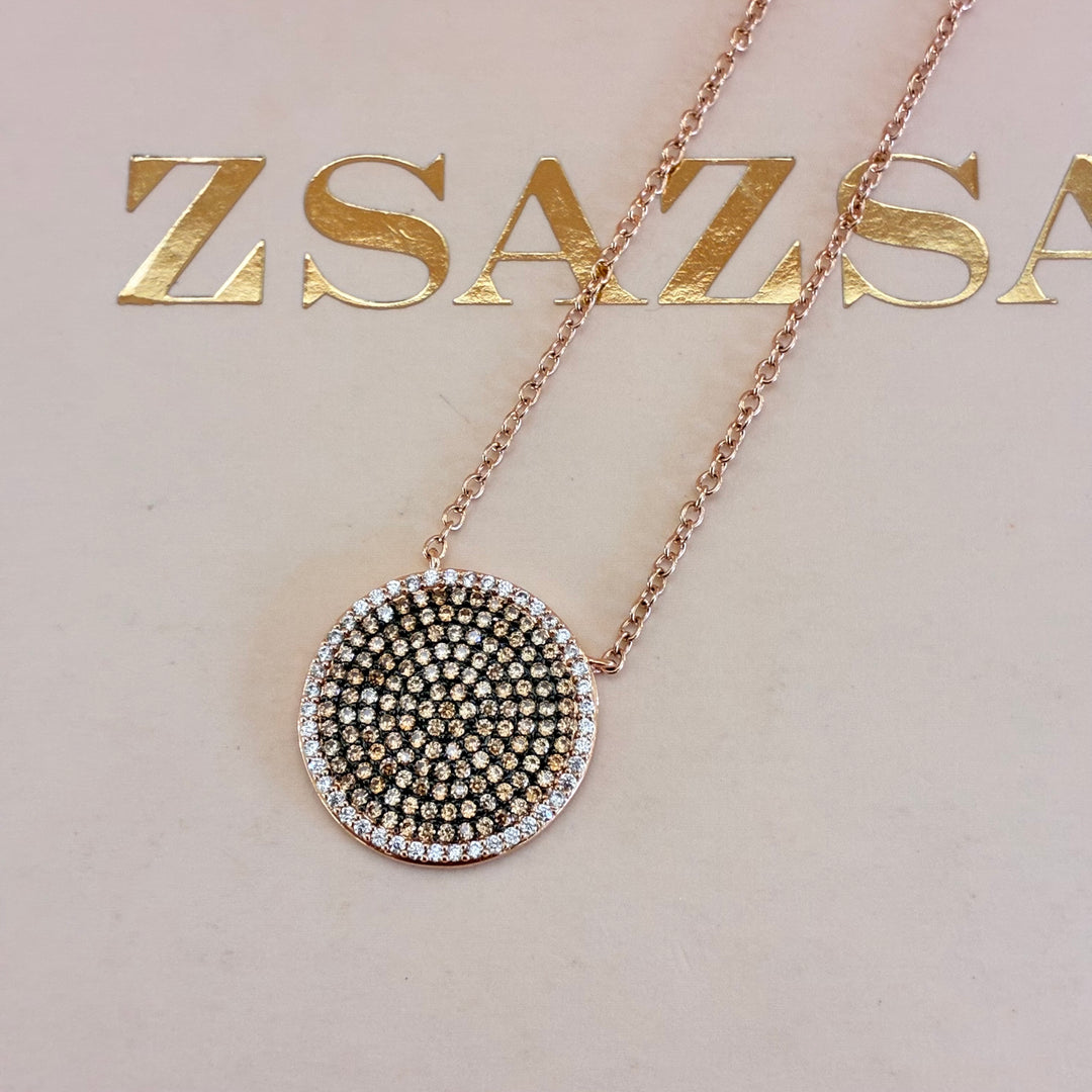 Round black zircone rose gold plated