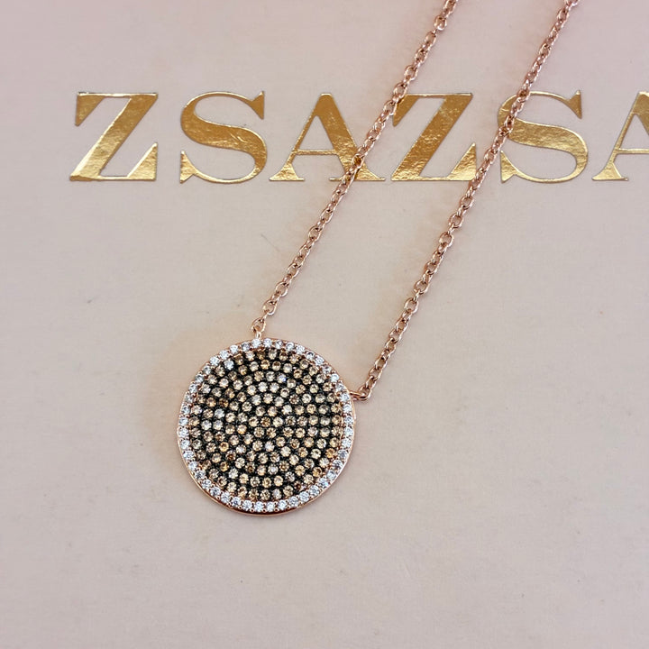 Round black zircone rose gold plated