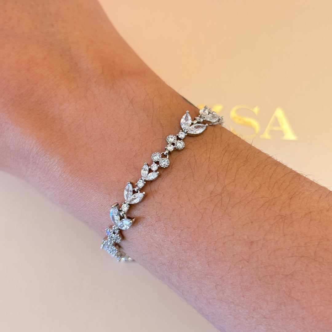 Dainty Marquise zircone silver bracelet