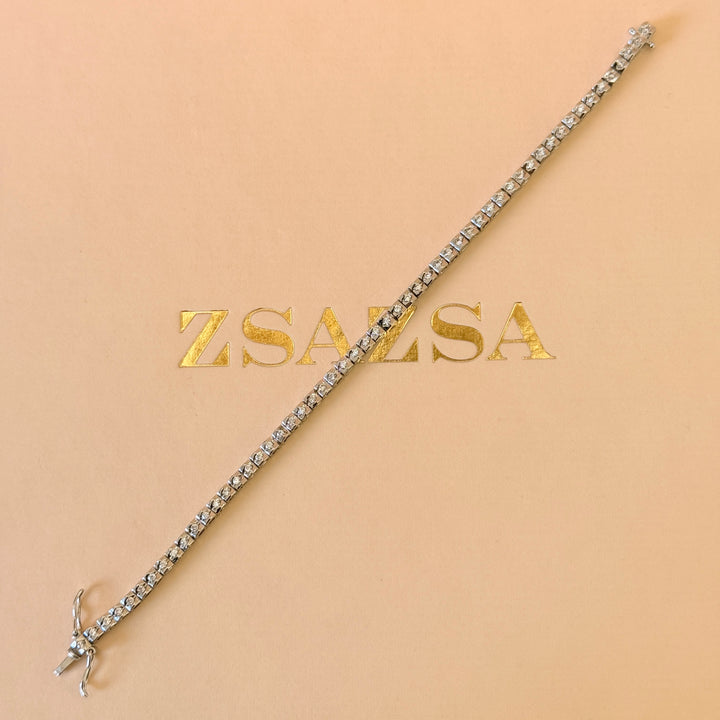 Dainty tennis zircone silver bracelet