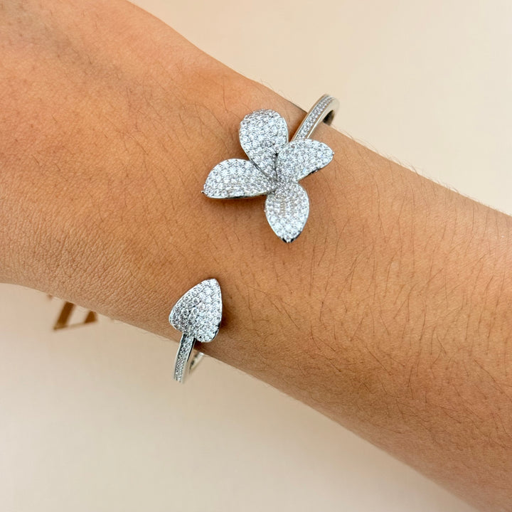 Flower zircone silver set