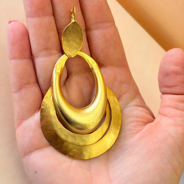 Handmade Statement Hollow Circles Gold Earrings | Gold Plated | ZsaZsa