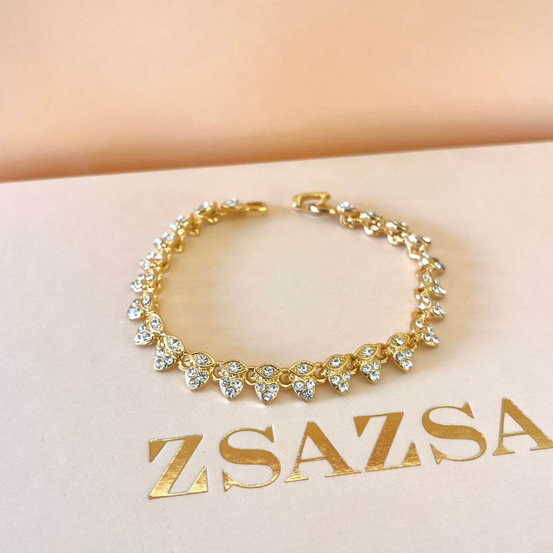Swarovski crystals heart & marquise shapes gold plated set