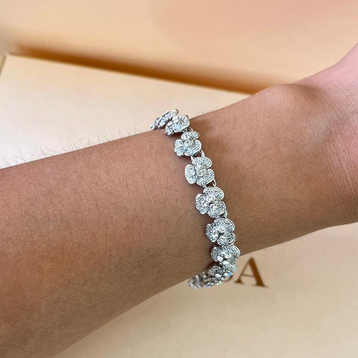 Swarovski crystals roses white gold plated set