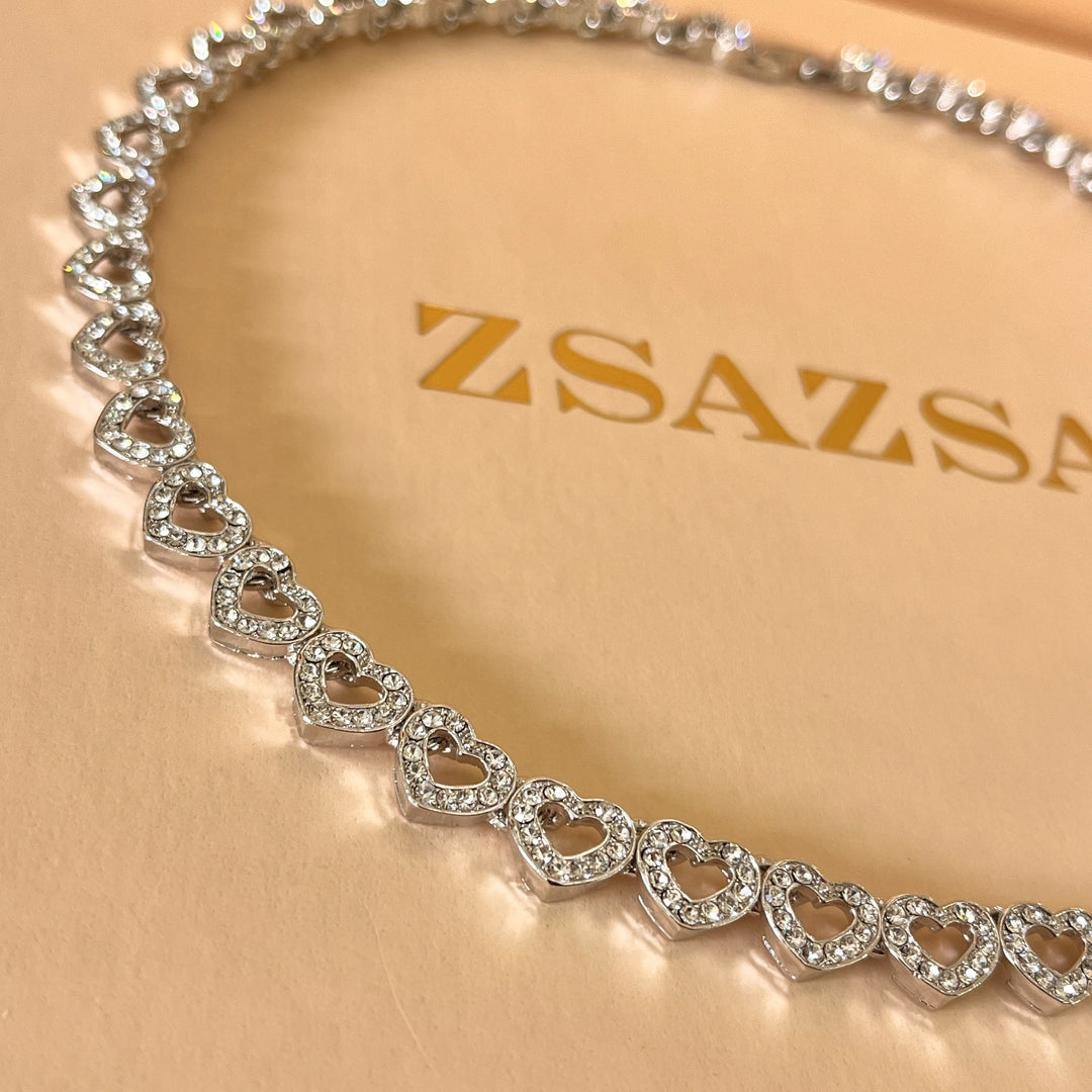 Swarovski crystals heart white gold plated set