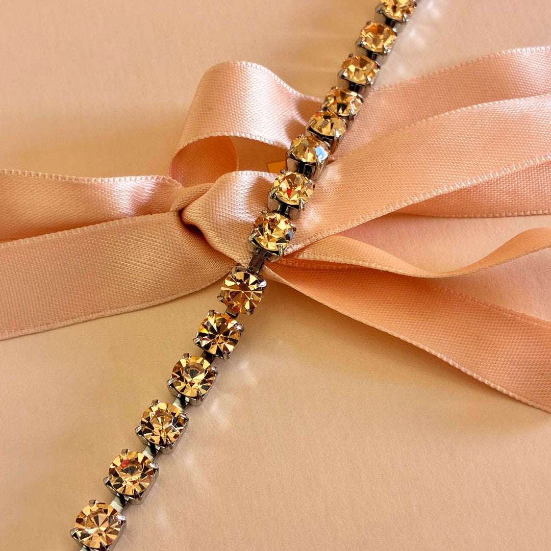 Peach Swarovski crystals silver bracelet