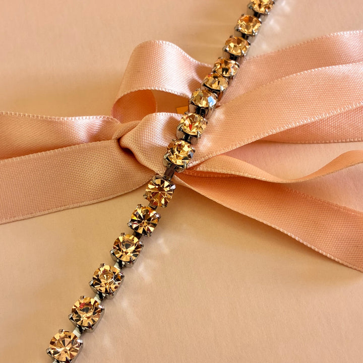 Peach Swarovski crystals silver bracelet