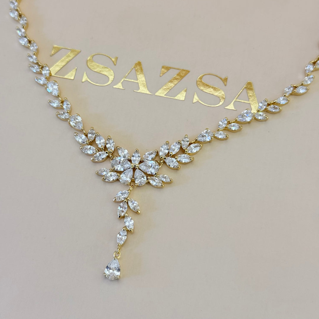 Marquise zircone gold plated set