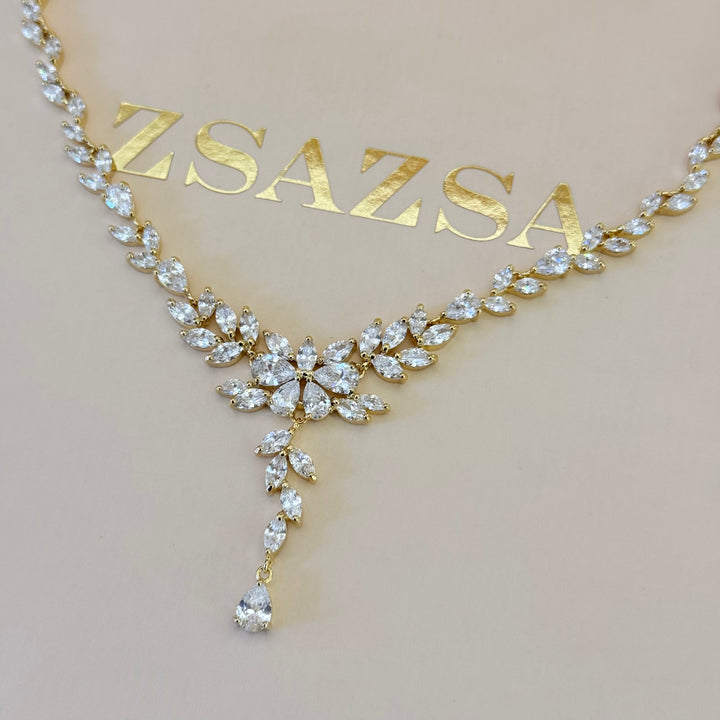 Marquise zircone gold plated set