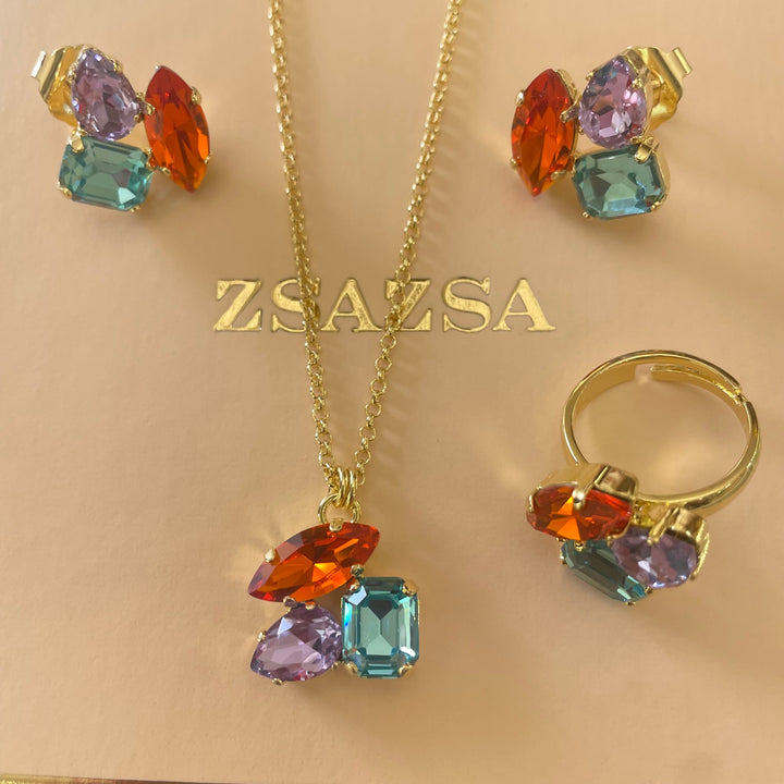 Multicolour Swarovski crystals set