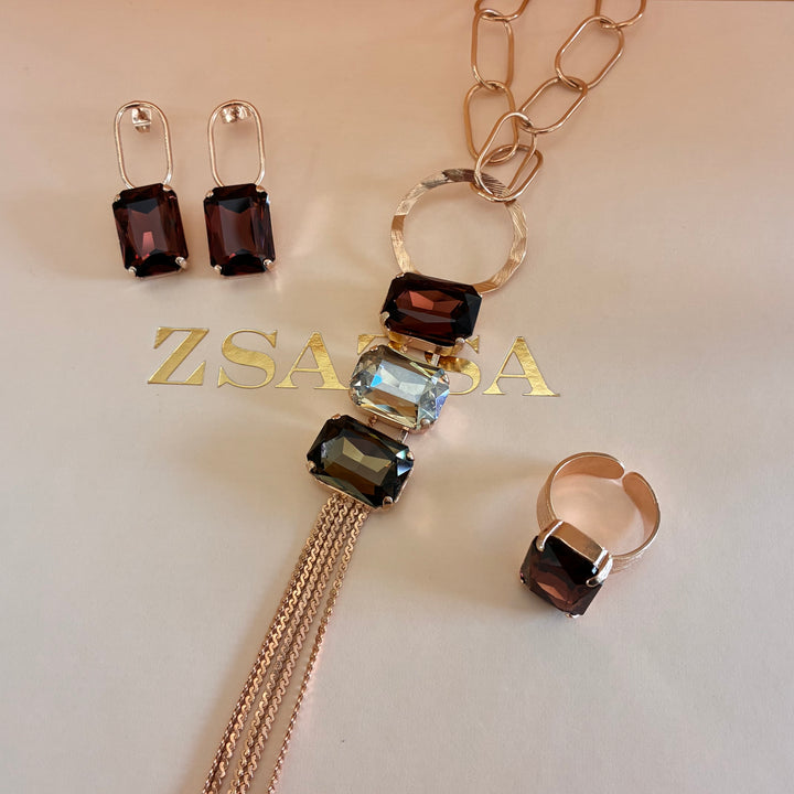 Handmade Swarovski crystals rose gold set