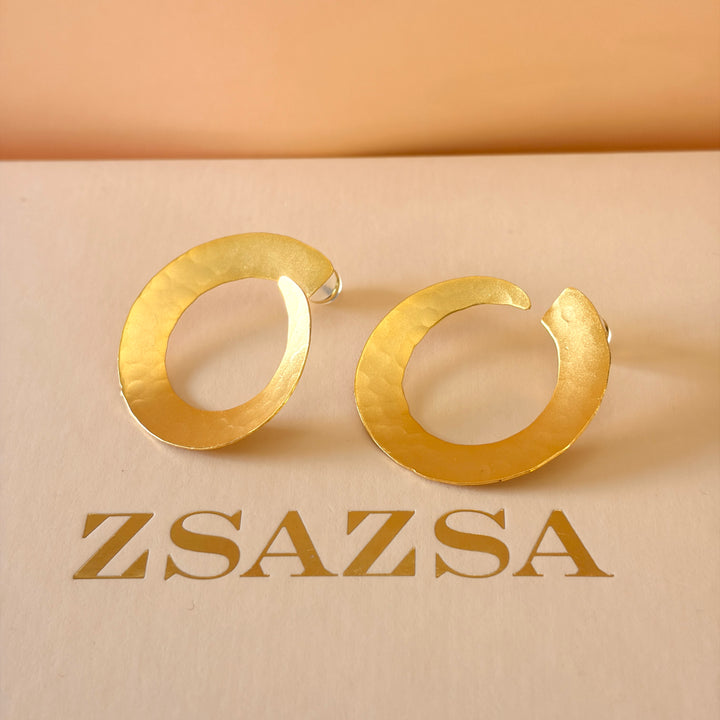 Handmade Overlapping Circle Gold Earrings | Gold Plated | ZsaZsa
