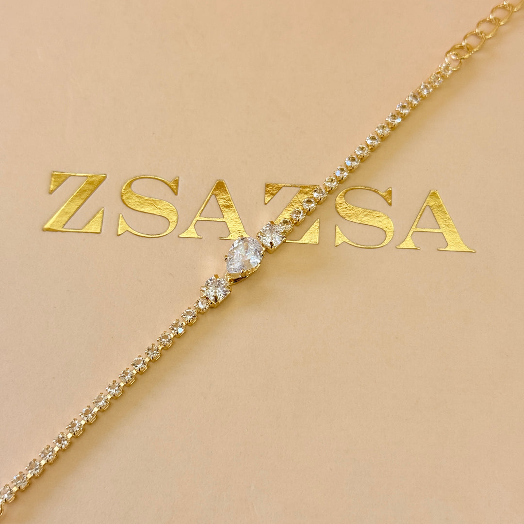 Teardrop zircone gold plated set
