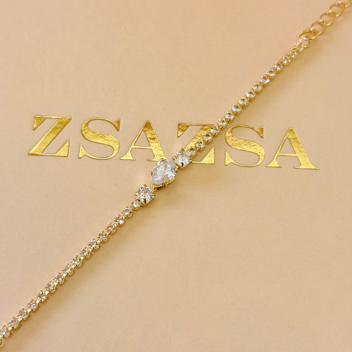 Teardrop zircone gold plated set