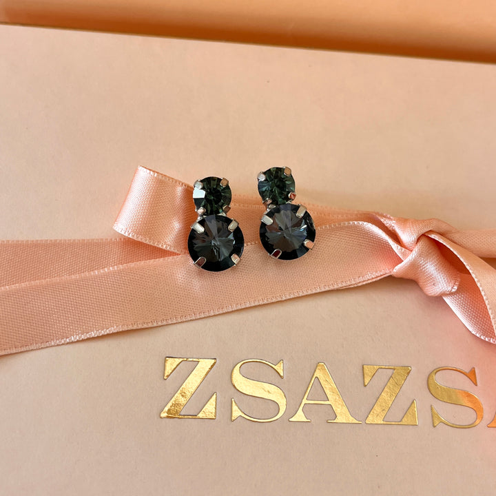 Grey double preciosa crystals studs