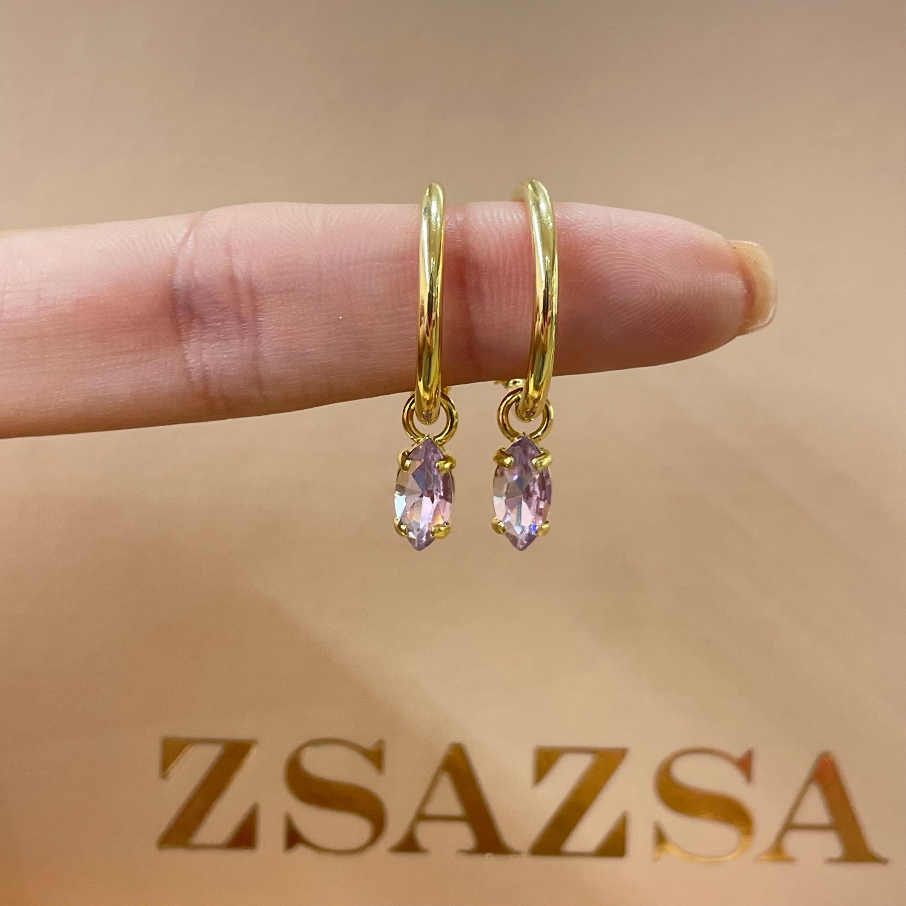 Lilac Swarovski crystals hoops