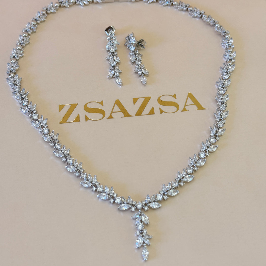 Marquise zircone silver set