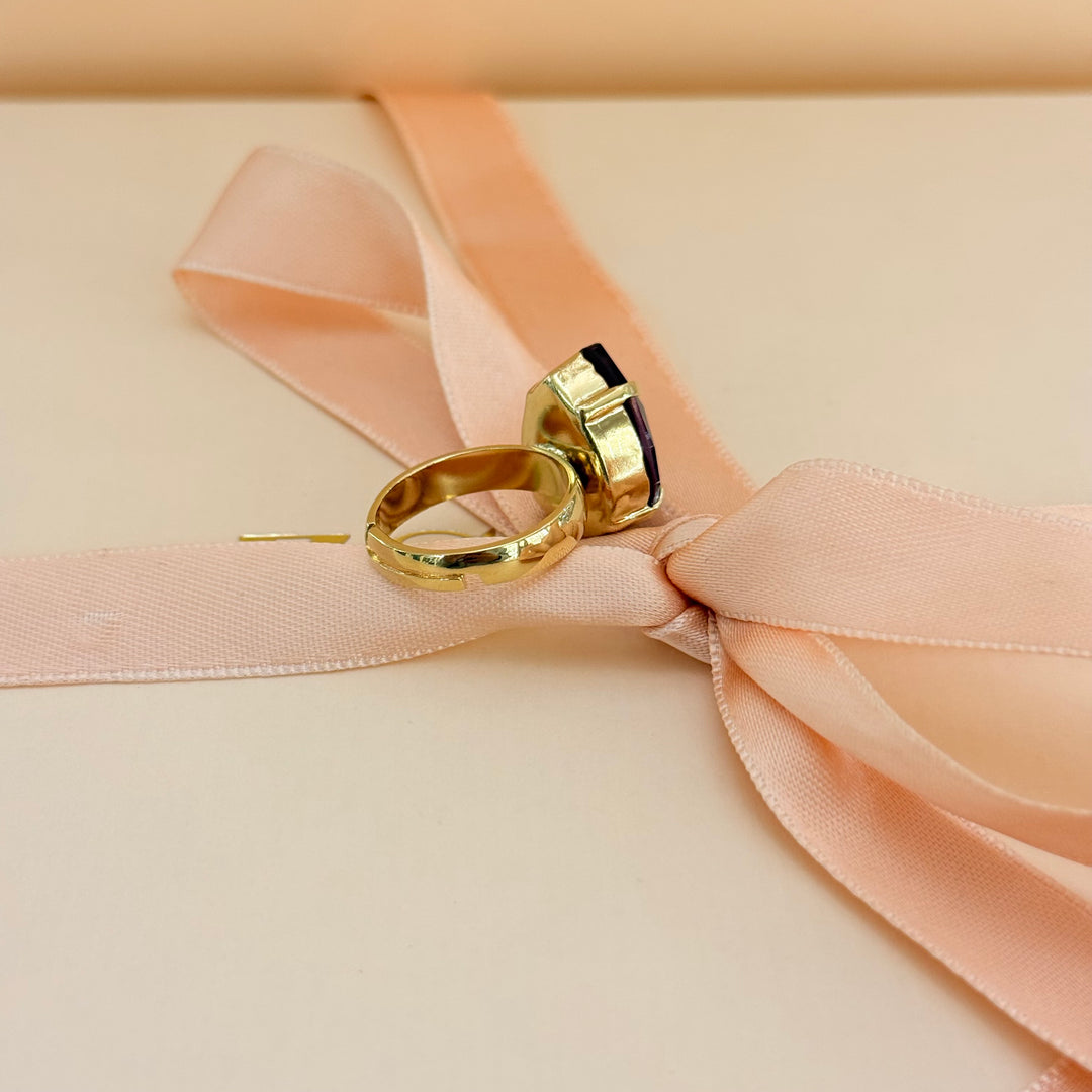 Teardrop plum Swarovski crystal earrings and ring