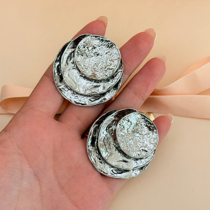Plain chunky silver clip on earrings