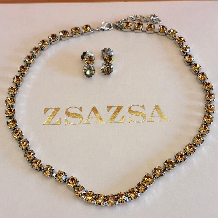 Bronze Swarovski crystals silver set