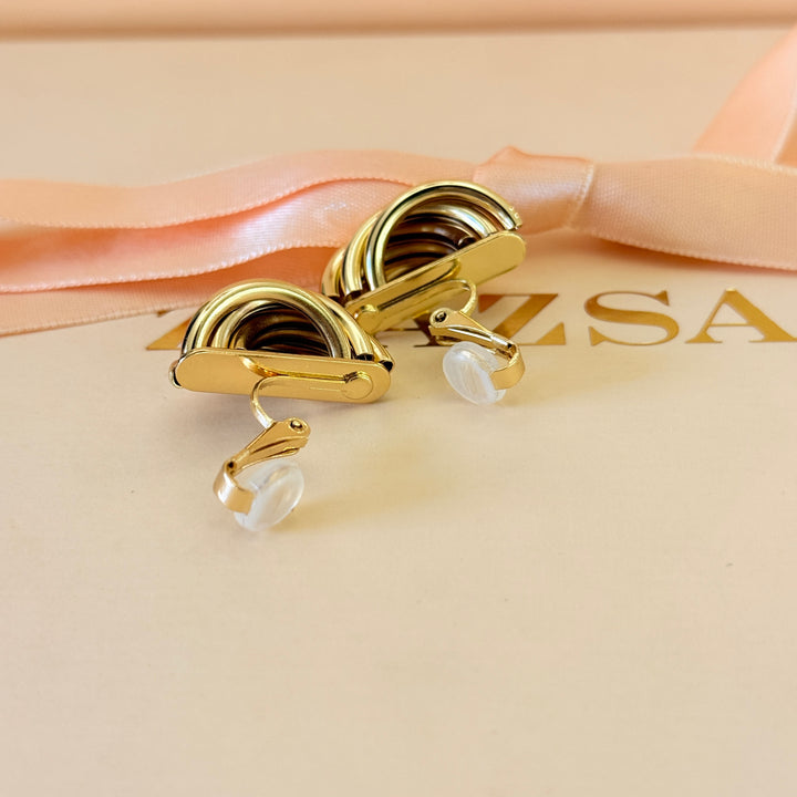 Plain Timeless gold plated clip on earrings