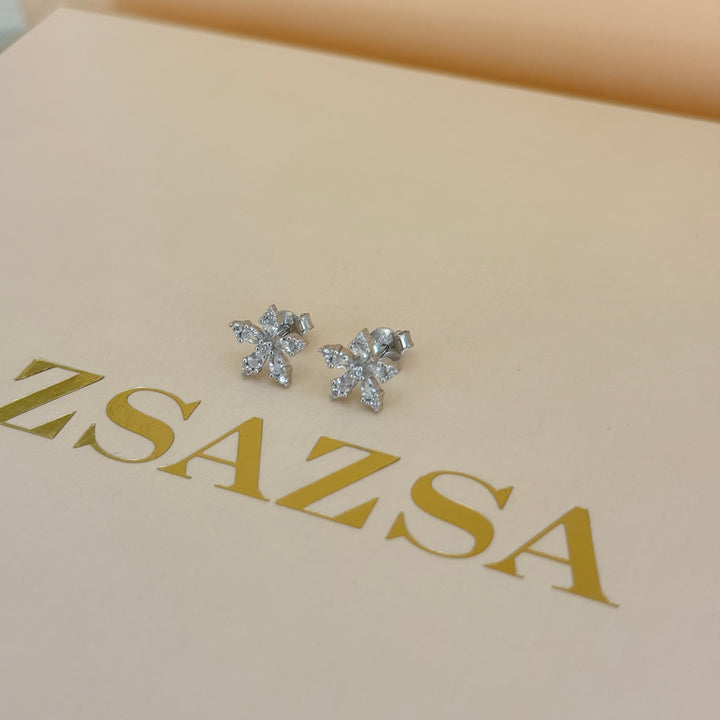 Dainty flower zircone sterling silver set