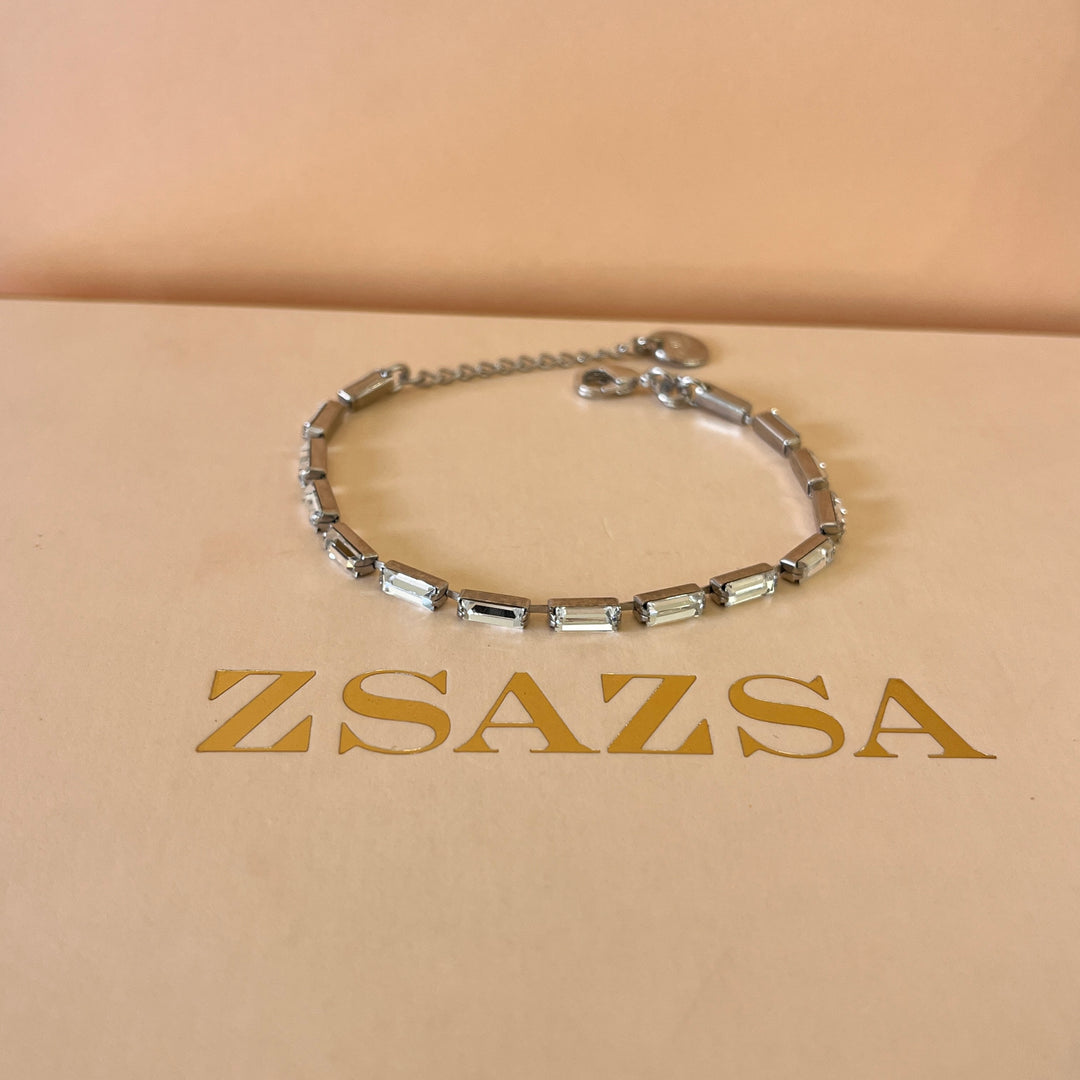 Swarovski crystals baguette white gold plated necklace and bracelet