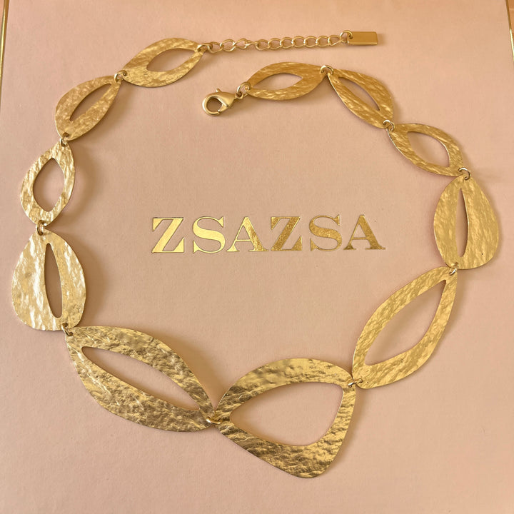 Hollows shapes gold handmade necklace