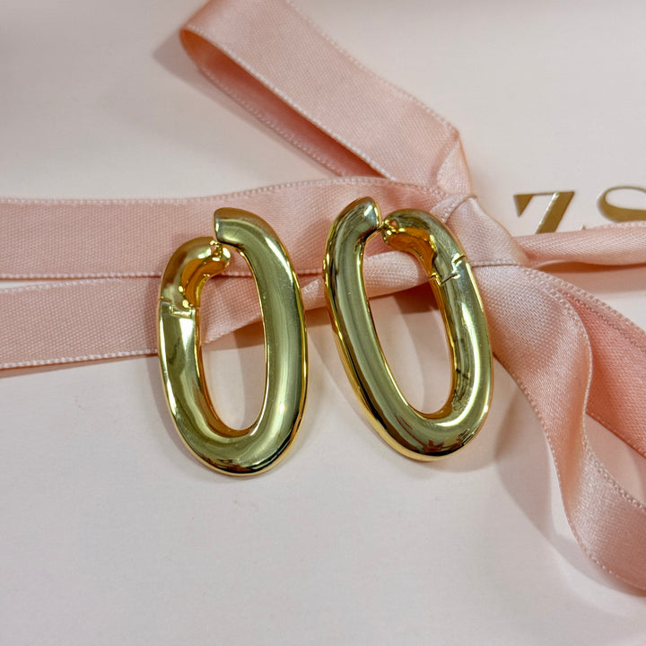 Oval sterling silver gold plated hoops