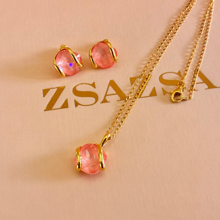 Murano Peach pendant gold plated set