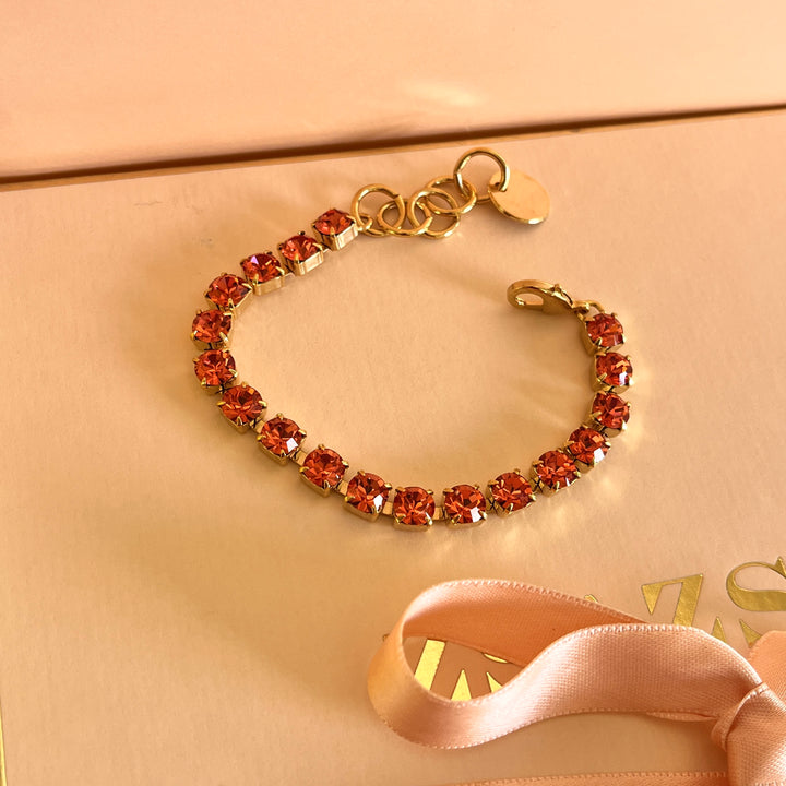 Coral Swarovski crystals  bracelet