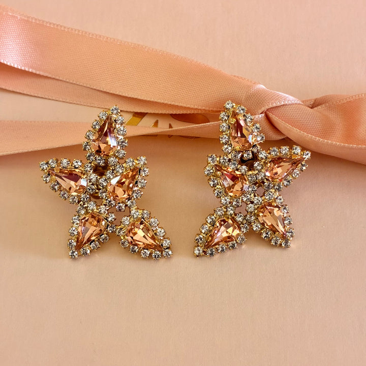 Peach teardrops Swarovski crystals set