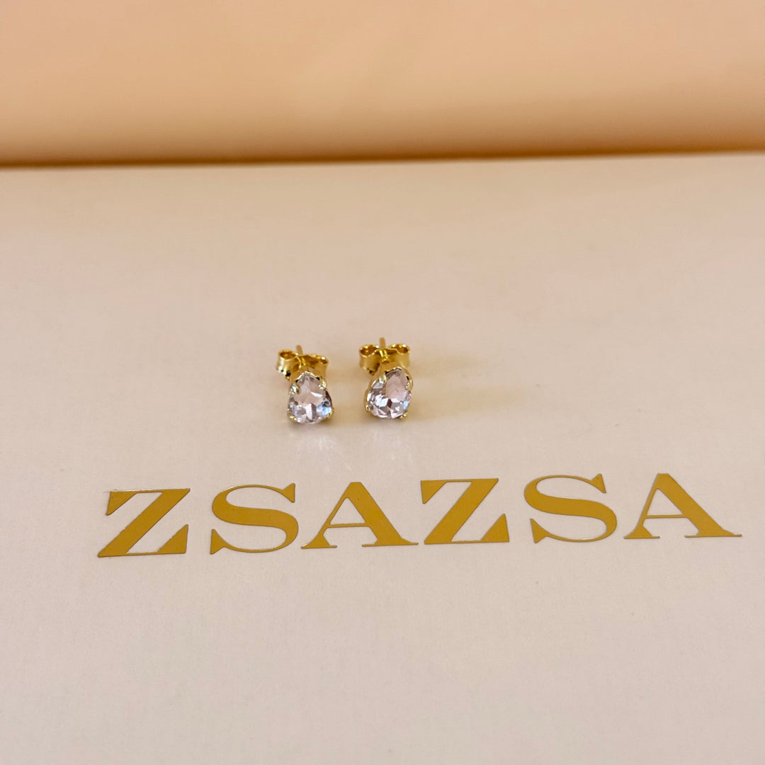 Dainty light pink teardrop sterling silver gold plated set