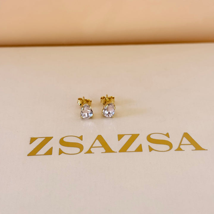 Dainty light pink teardrop sterling silver gold plated set