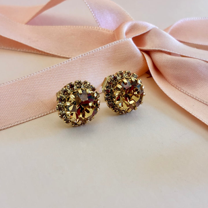 Bronze Swarovski crystals dainty round set