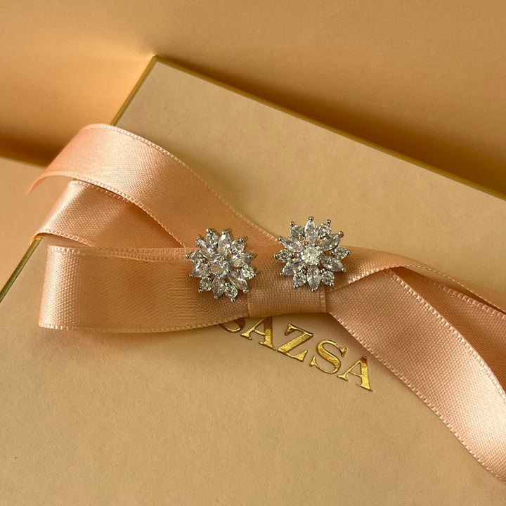 Silver zircone flower studs