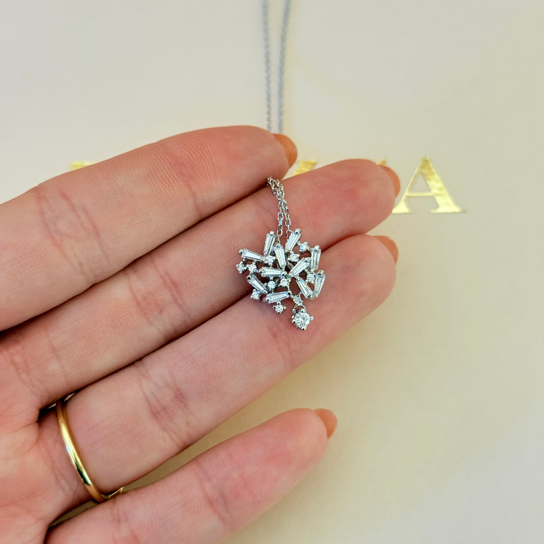 Baguette zircone silver pendant