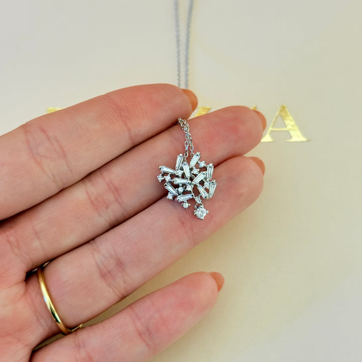 Baguette zircone silver pendant