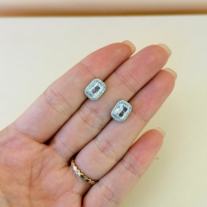 Rectangular zircone Sterling silver set