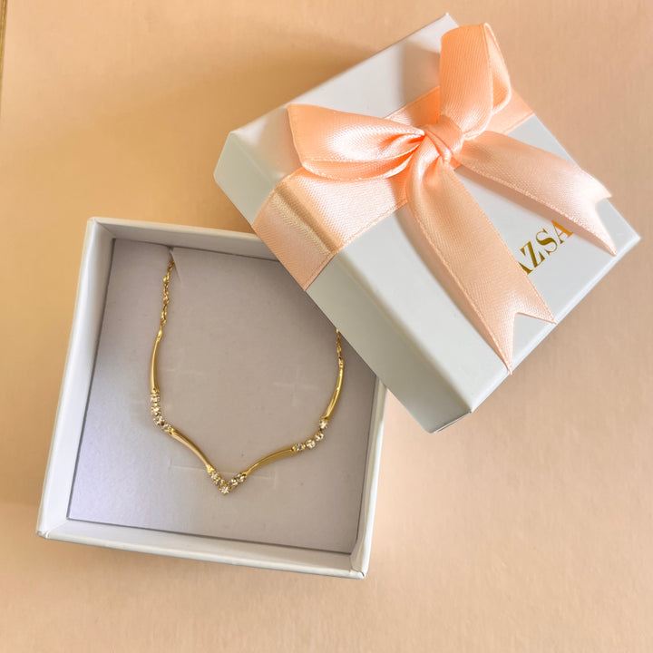 Rhinestone gold plated necklace