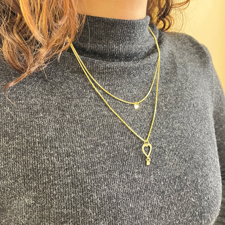 Hearts gold plated 2 rows necklace