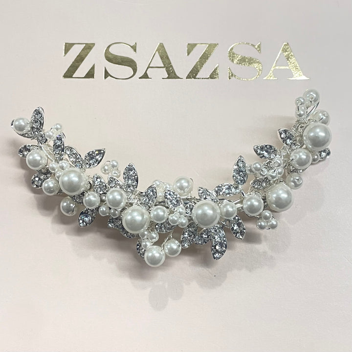 Delicate silver and pearls comb