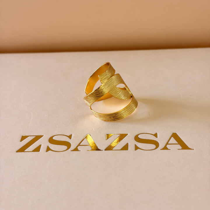 Handmade Twisted Shape Gold Ring | Gold Plated | ZsaZsa