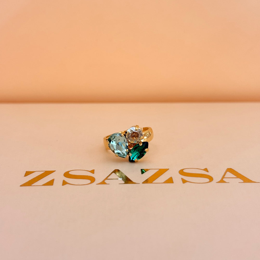 Mixed green and champagne Swarovski crystals set