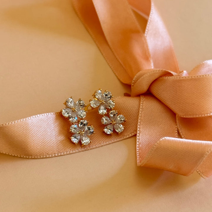 Flowers zircone gold plated earrings